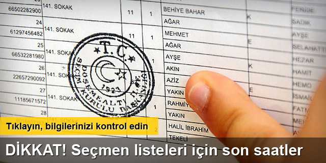 Dikkat Seçmen Listeleri İçin Son Saatler