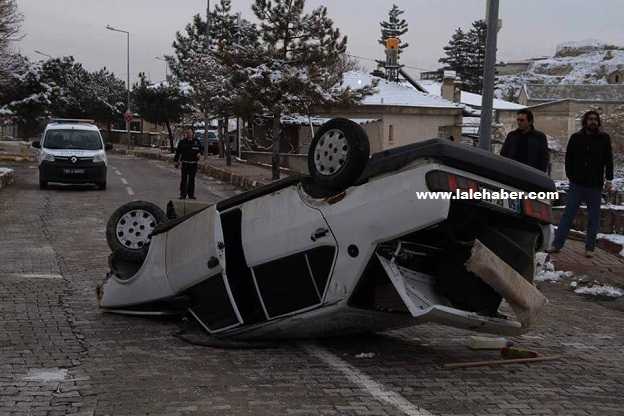 Ürgüp’te Takla Atan Araçtan Yara Almadan Kurtuldu