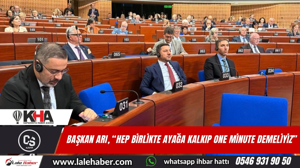 Başkan Arı “Hep birlikte ayağa kalkıp one minute demeliyiz”