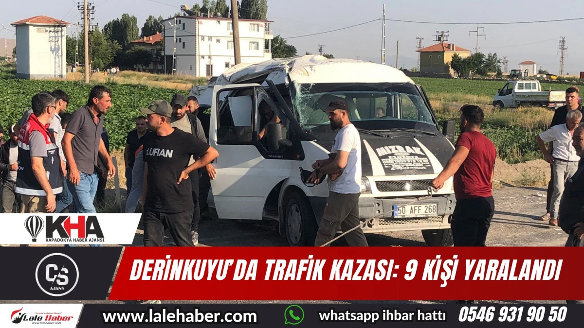 Derinkuyu'da ticari araç tarım işçilerini taşıyan minibüse çarptı: 9 yaralı