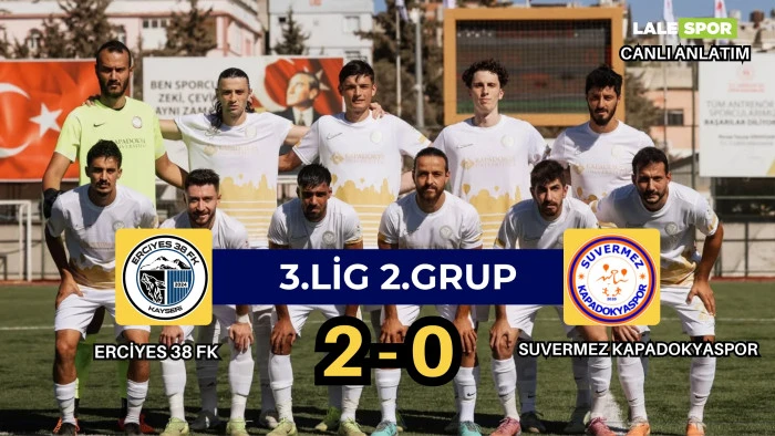 Erciyes 38 FK: 2 Suvermez Kapadokyaspor: 0 (İlk Yarı Sona Erdi)