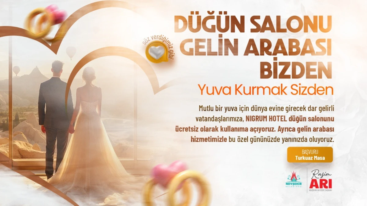 Evlenecek gençlere “Düğün Salonu ve Gelin Arabası Bizden” projesi