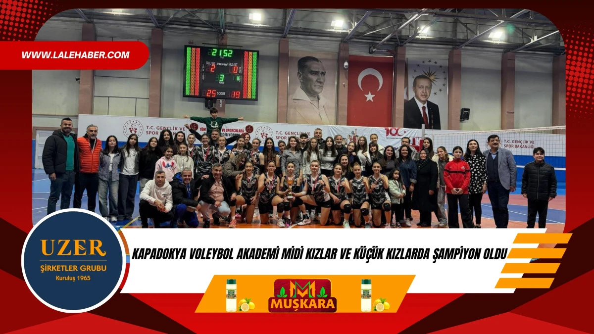 Kapadokya Voleybol Akademi midi ve k&uuml;&ccedil;&uuml;k kızlarda Nevşehir şampiyonu oldu