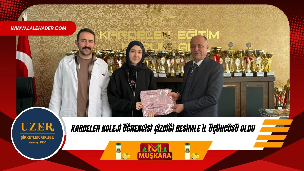 Kardelenli &ouml;ğrenci &ccedil;izdiği resimle il &uuml;&ccedil;&uuml;nc&uuml;s&uuml; oldu