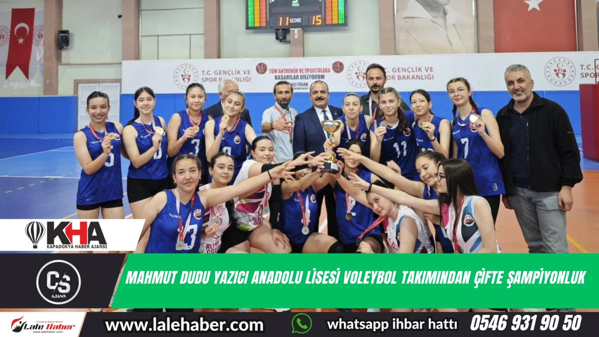 Mahmut Dudu Yazıcı Anadolu Lisesi voleybol takımından çifte şampiyonluk