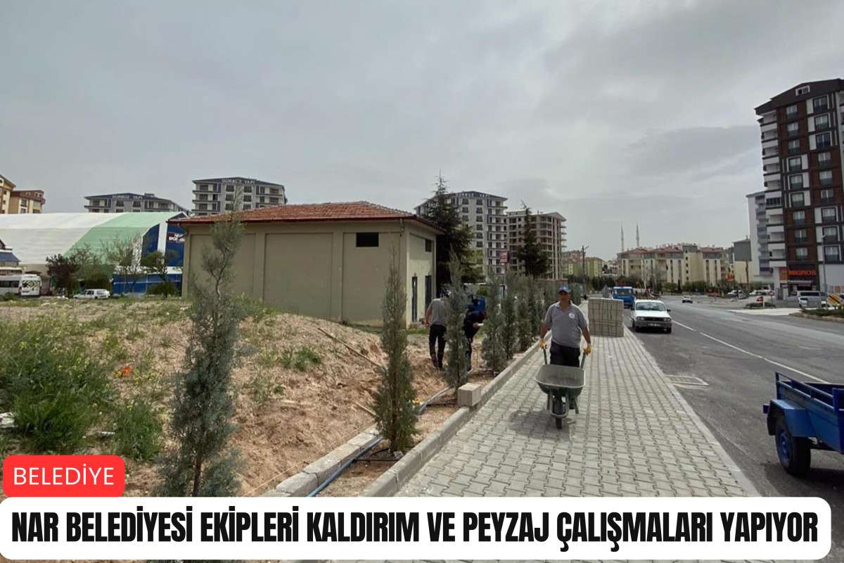 Nar Belediyesi, kaldırım ve peyzaj çalışmaları yapıyor