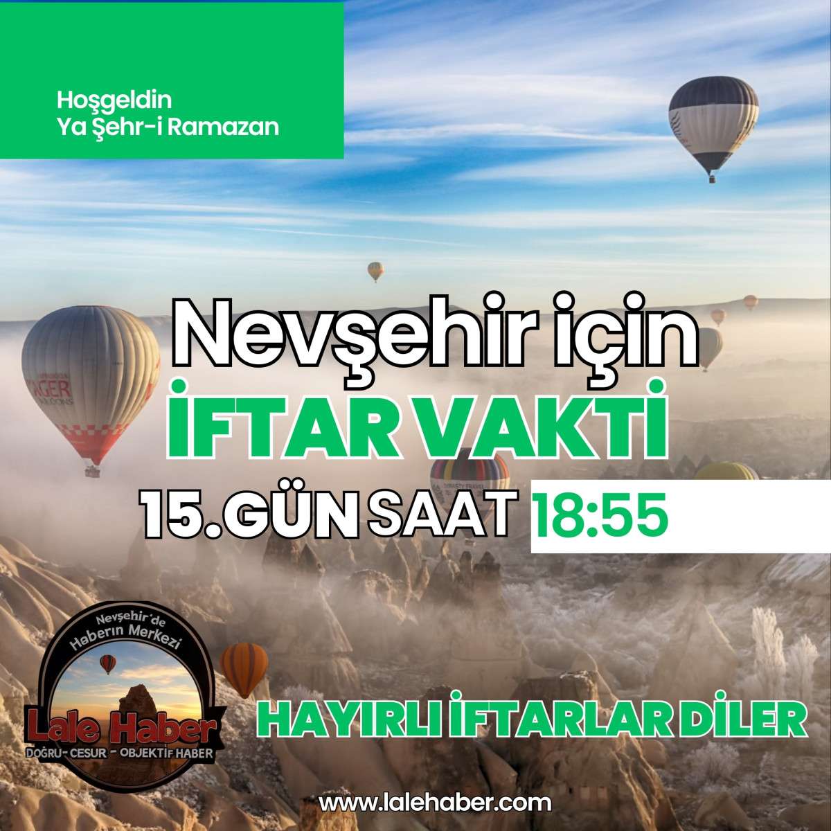 Nevşehir için iftar vakti: 18.55