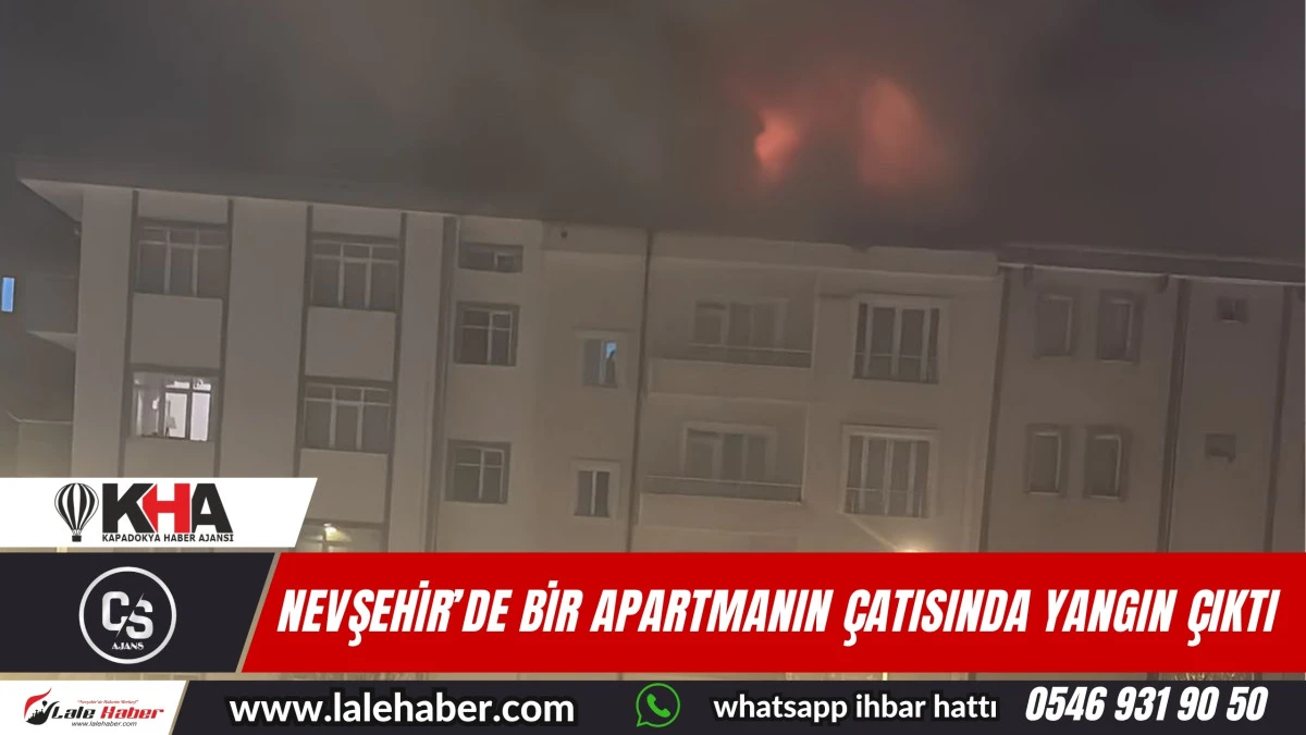 Nevşehir'de bir apartmanın çatısında yangın çıktı