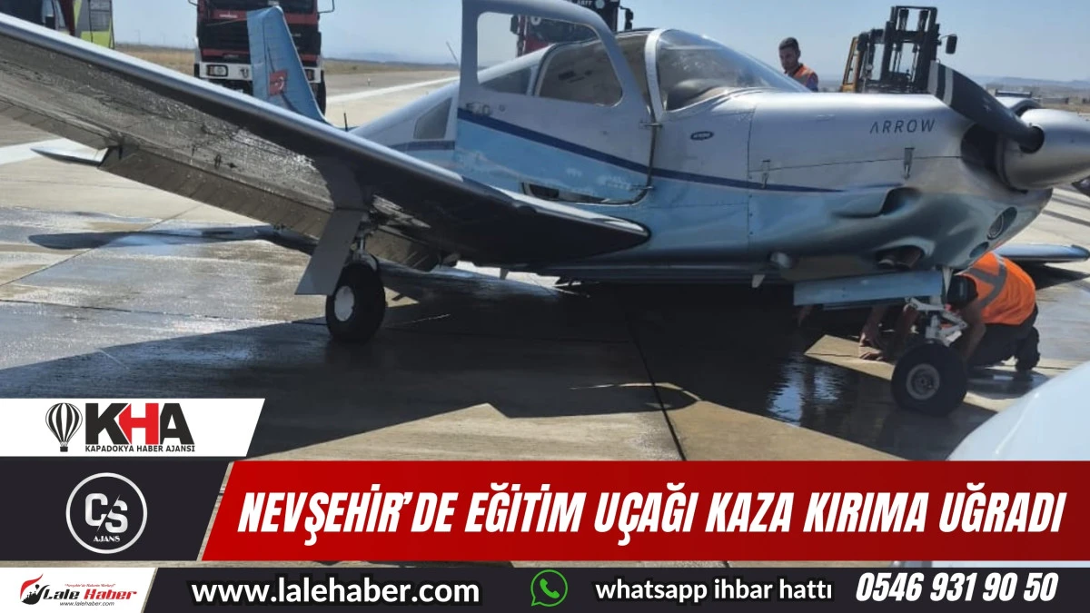 Nevşehir'de iniş takımı açılmayan uçak kaza kırıma uğradı