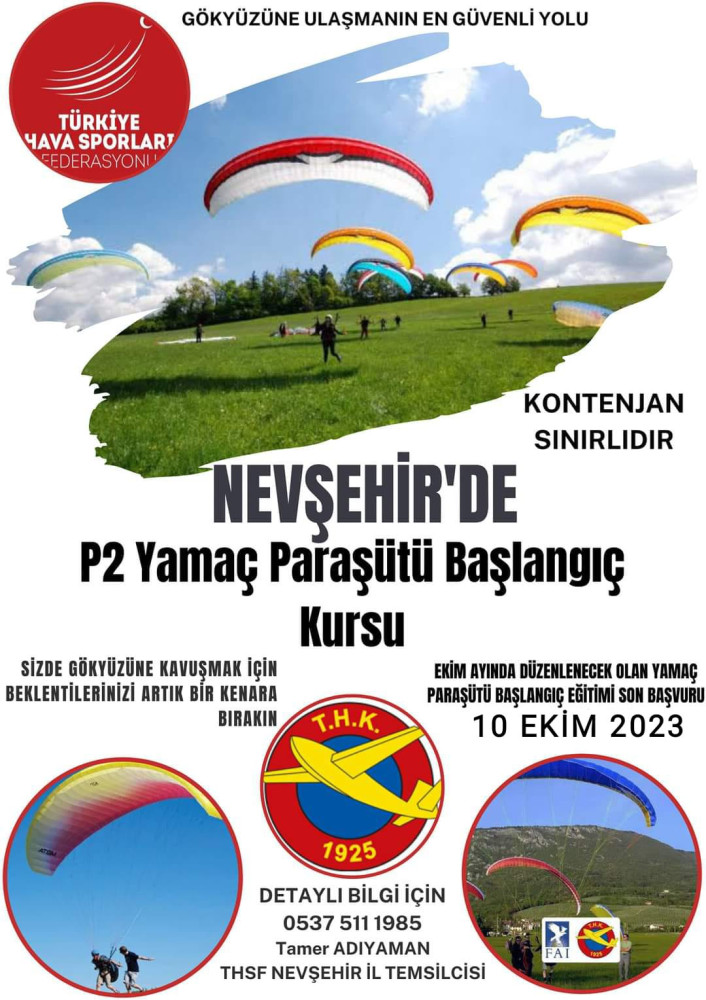 Nevşehir’de yamaç paraşütü kursu açılacak
