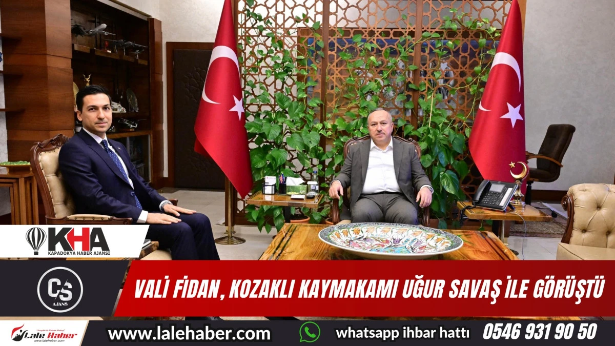 Vali Fidan, Kozaklı Kaymakamı Uğur Savaş'ı makamında kabul etti